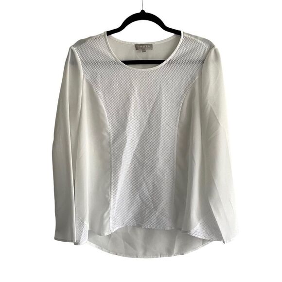 PORTS Crew Neck Long Sleeve Blouse Cream White 4 - Picture 5 of 6
